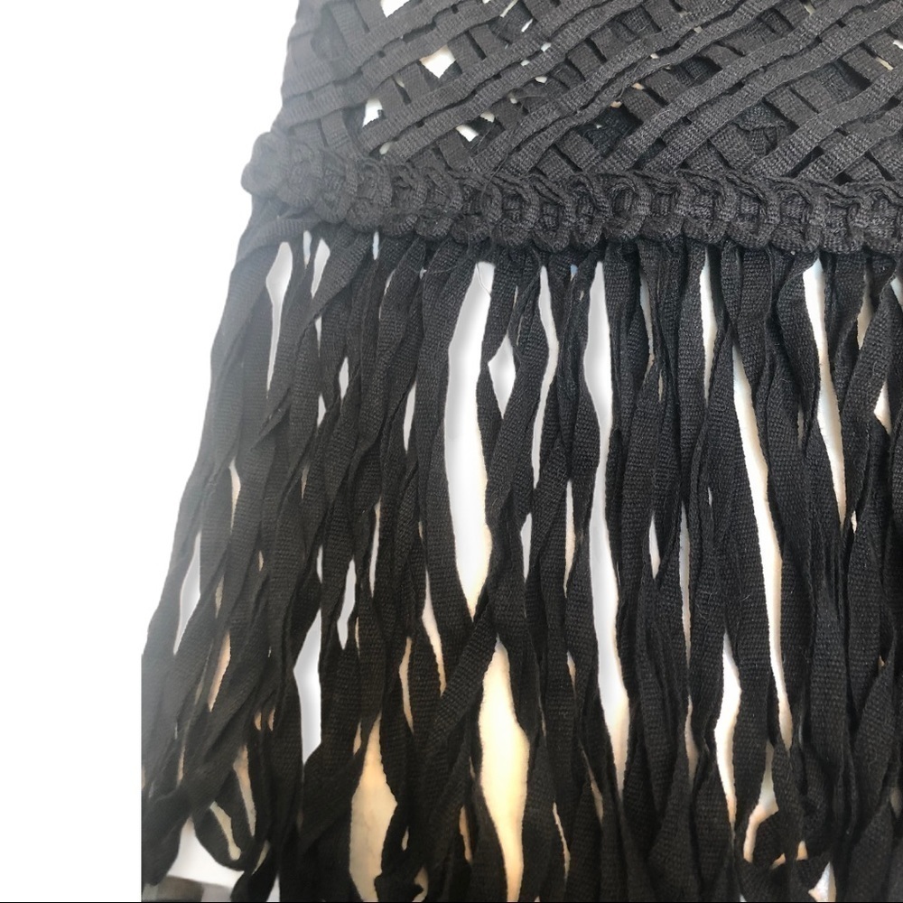 ENDLESS ROSE Black Boho Caged Net Fringe T… - Picture 4 of 4